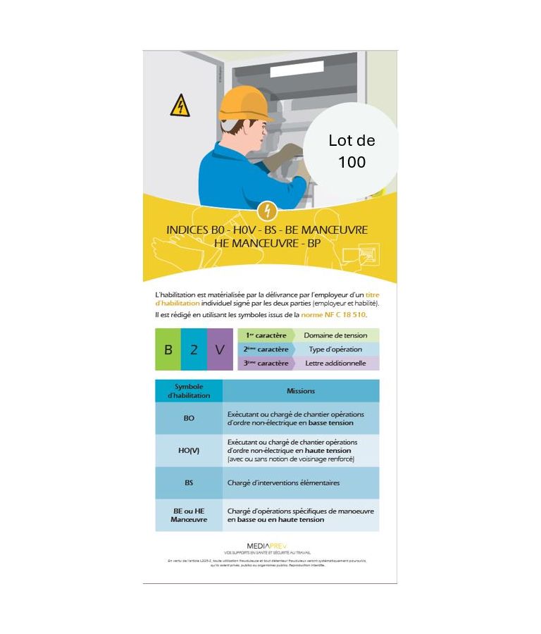 Dépliants Habilitation électrique B0-BS  - Lot de 100