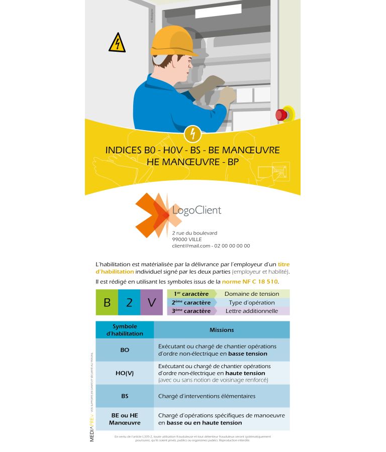 Dépliants Habilitation électrique B0-BS personnalisés - Lot de 100